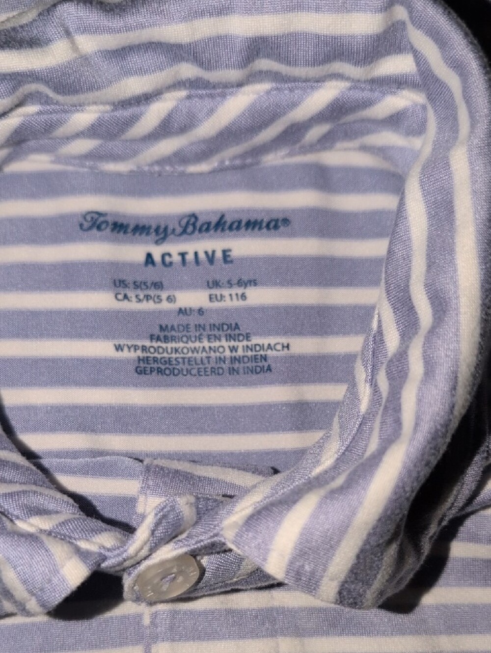 Tommy Bahama Boy Light Blue "Purplish" & White Striped Polo - Picture 2 of 3